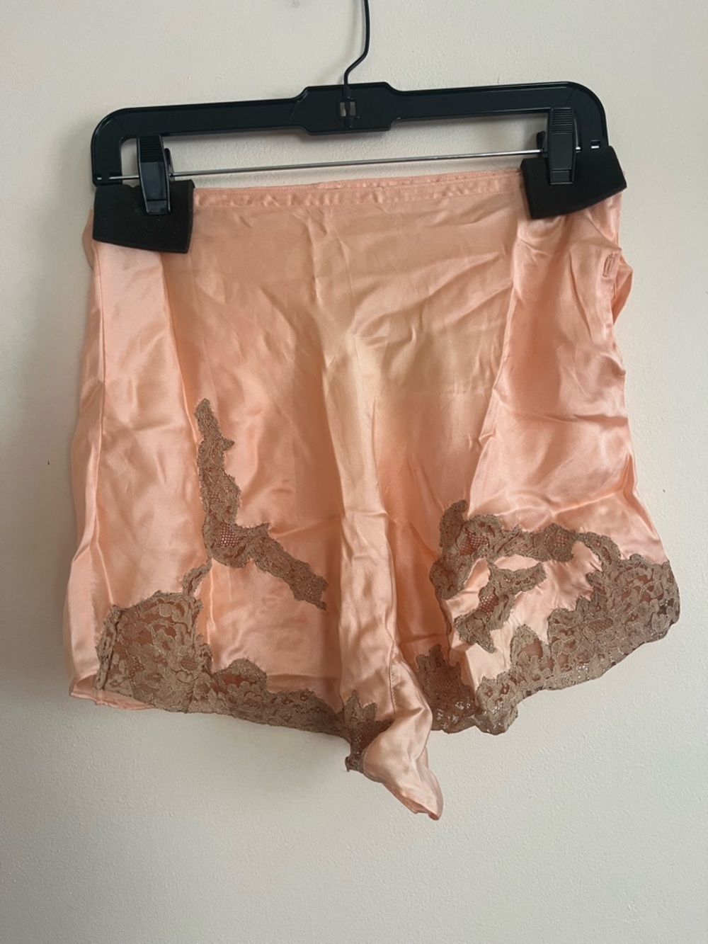 Satin Lace Trim Sleep Short - Peach